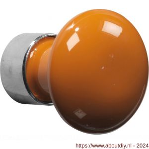 Wallebroek Merigous 80.8036.90 meubelknop porselein Paddenstoel 30 mm messing glans nikkel-oranje - A25006145 - afbeelding 1