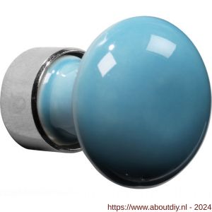 Wallebroek Merigous 80.8090.90 meubelknop porselein Paddenstoel 30 mm messing glans nikkel-turquoise - A25006157 - afbeelding 1