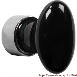 Wallebroek Merigous 80.8162.90 meubelknop porselein Ovaal 33 mm messing glans nikkel-zwart - A25006075 - afbeelding 1