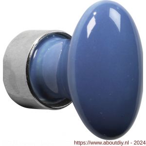 Wallebroek Merigous 80.8168.90 meubelknop porselein Ovaal 33 mm messing glans nikkel-blauw - A25006078 - afbeelding 1