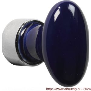 Wallebroek Merigous 80.8171.90 meubelknop porselein Ovaal 33 mm messing glans nikkel-blauw sevres - A25006079 - afbeelding 1