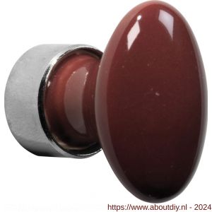 Wallebroek Merigous 80.8174.90 meubelknop porselein Ovaal 33 mm messing glans nikkel-Bordeaux - A25006080 - afbeelding 1