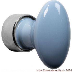 Wallebroek Merigous 80.8216.90 meubelknop porselein Ovaal 33 mm messing glans nikkel-lichtblauw - A25006093 - afbeelding 1