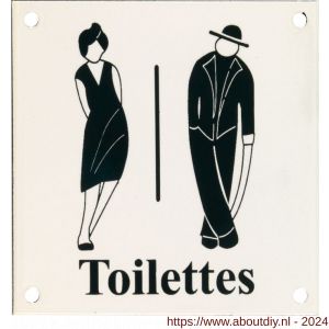 Wallebroek Identity 88.0162.90 emaille pictogram Toilettes Klassiek 12x12 cm ivoor-groen - A25004756 - afbeelding 1