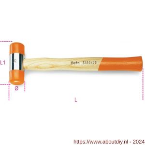 Beta 1390 kunststof hamer met verwisselbare koppen houten steel 60 mm 1390 60 - A51281165 - afbeelding 1