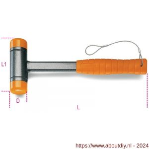 Beta 1392HS terugslagvrije hamer met valbeveiliging verwisselbare koppen en stalen steel 50 mm 1392HS 50 - A51281148 - afbeelding 1