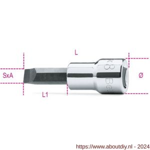 Beta 910LP schroevendraaierbitdop 3/8 inch sleufkop 1,6x9 mm 910LP 1,6X9 - A51280527 - afbeelding 1