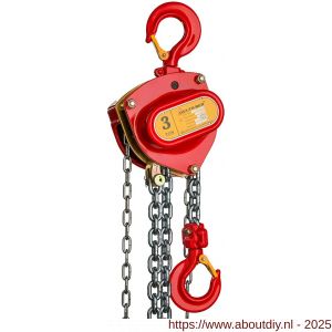 Delta Red Premium handkettingtakel 3 ton met 3 m hijshoogte 1 part 1,5x sneller hijsen - A53101369 - afbeelding 1