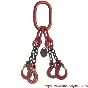 Deltalock Grade 80 hijsketting 4-sprong 6 mm x 1 m klephaak WLL gebaseerd op 0-45 graden - A53100458 - afbeelding 1