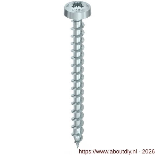 Heco-Topix-Plus spaanplaatschroef 3,5x25 mm rondkop Pozi-Drive PZD 2 variabele voldraad verzinkt blauw A3K 200 stuks SKV-klein verpakking - A50802556 - afbeelding 1