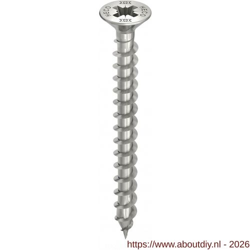 Heco-Topix-Plus RVS A2 spaanplaatschroef 4,0x45 mm platverzonken kop met freesholtes Pozi-Drive PZD 2 variabele voldraad blank glijcoating 200 stuks SKV-klein verpakking - A50803004 - afbeelding 1