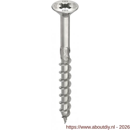 Heco-Topix-Plus RVS A2 spaanplaatschroef 6,0x120 mm platverzonken kop met freesholtes Pozi-Drive PZD 3 deeldraad blank glijcoating 100 stuks VARIANTA verpakking - A50803026 - afbeelding 1