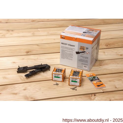 Heco-clipperset inbouwhoogte 15 mm met 50x Heco-clipper, 150x Heco-Topix-Plus RVS A2 4,0x25 mm en 100x Heco-Topix-Plus RVS A2 4,0x30 mm - A50803375 - afbeelding 1