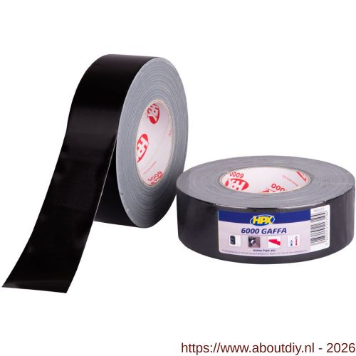 HPX Gaffer textiel montage 6000 tape zwart 100 mm x 50 m - A51700180 - afbeelding 1