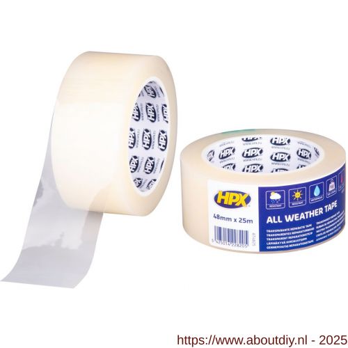 HPX All Weather Tape reparatietape water- en weerbestendig transparant 48 mm x 25 m - A51700217 - afbeelding 1