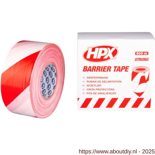 HPX afzetlint wit-rood 70 mm x 500 m - A51700269 - afbeelding 1