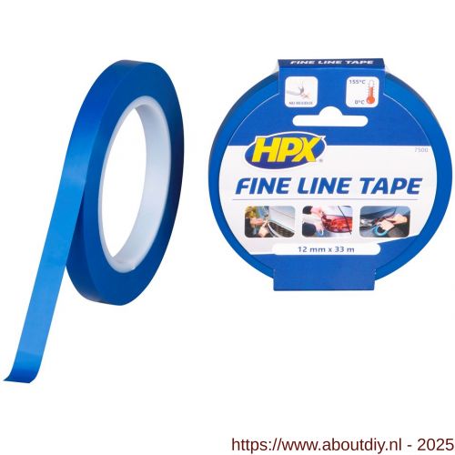 HPX Fine Line tape hittebestendige lineerband blauw 12 mm x 33 m - A51700061 - afbeelding 1