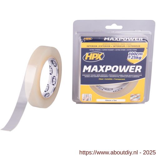 HPX Max Power montage bevestigingstape transparant 19 mm x 5 m - A51700134 - afbeelding 1