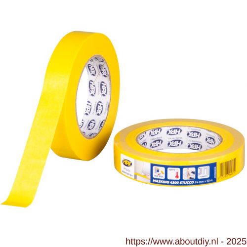 HPX Masking 4300 Stucco afplakband masking tape geel 24 mm x 50 m - A51700293 - afbeelding 1