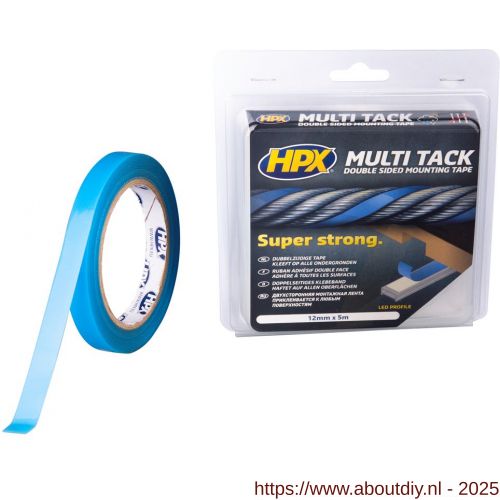 HPX dubbelzijdige Multi-tack polyester tape semi-transparant 12 mm x 5 m - A51700140 - afbeelding 1