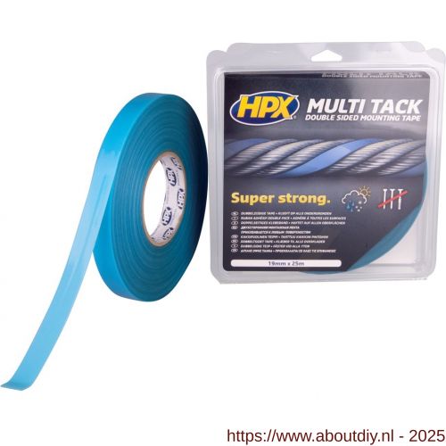 HPX dubbelzijdige Multi-tack polyester tape semi-transparant 19 mm x 25 m - A51700139 - afbeelding 1