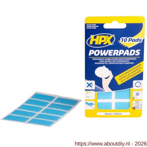 HPX dubbelzijdige bevestigingspads 10 stuks 20 mm x 40mm - A51700123 - afbeelding 1