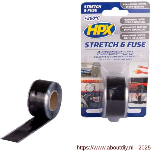 HPX Stretch en Fuse zelfvulkaniserende afdichtingstape zwart 25 mm x 3 m - A51700011 - afbeelding 1
