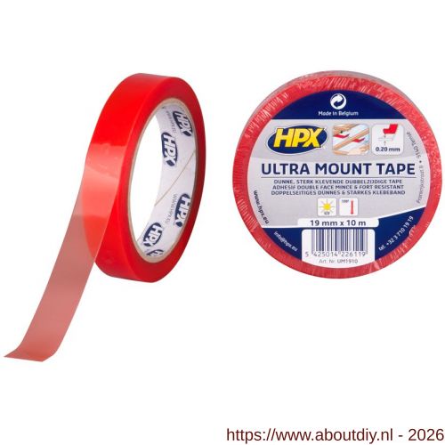 HPX Ultra Mount polyester bevestigingstape transparant 19 mm x 10 m - A51700142 - afbeelding 1