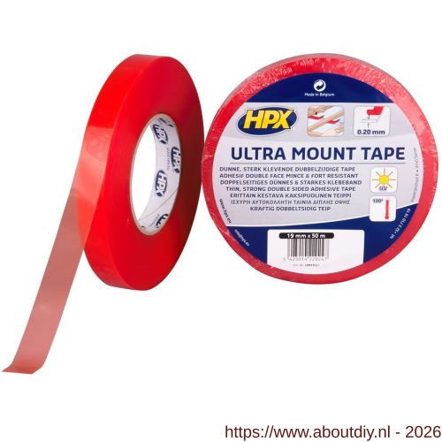 HPX Ultra Mount polyester bevestigingstape transparant 19 mm x 50 m - A51700143 - afbeelding 1