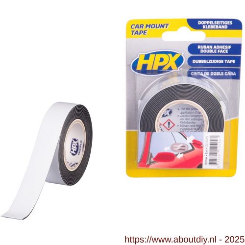 HPX dubbelzijdig PE schuimband bevestigingstape zwart 19 mm x 2 m - A51700160 - afbeelding 1