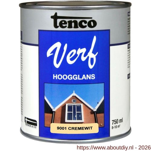 TencoVerf lakverf dekkend hoogglans RAL 9010 cremewit 0,75 L blik - A40710339 - afbeelding 1
