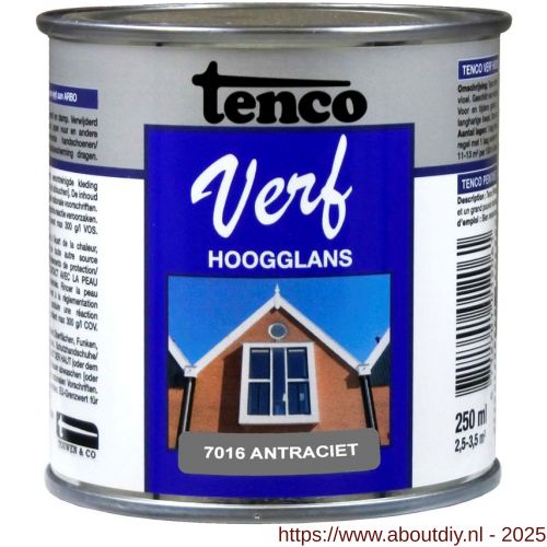 TencoVerf lakverf dekkend hoogglans RAL 7016 antraciet 0,25 L blik - A40710342 - afbeelding 1