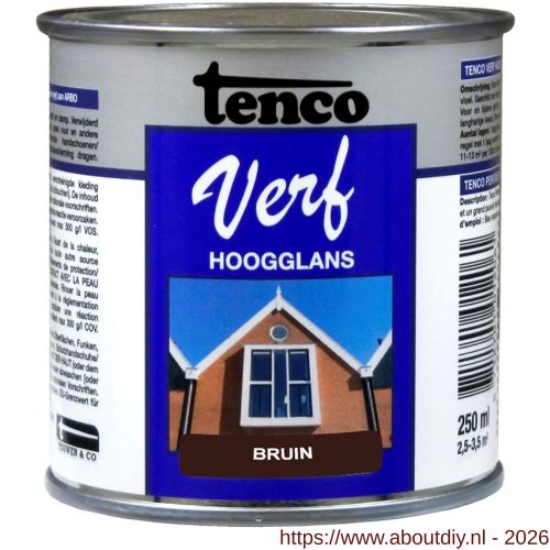 TencoVerf lakverf dekkend hoogglans bruin 0,25 L blik - A40710344 - afbeelding 1