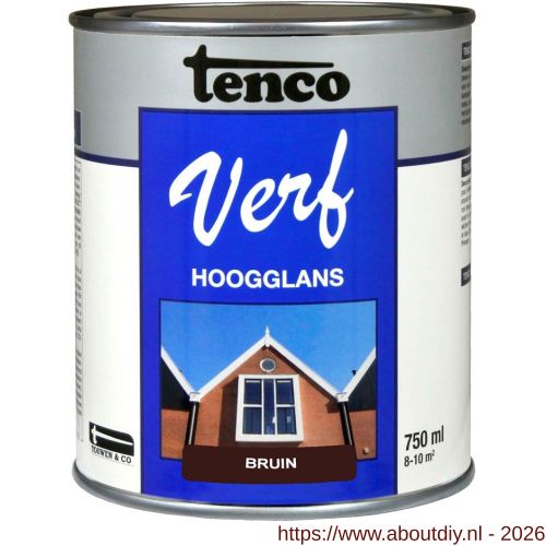 TencoVerf lakverf dekkend hoogglans bruin 0,75 L blik - A40710345 - afbeelding 1