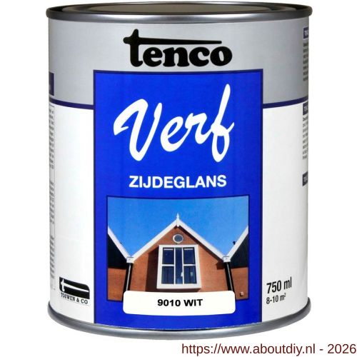 TencoVerf lakverf dekkend zijdeglans RAL 9010 wit 0,75 L blik - A40710355 - afbeelding 1