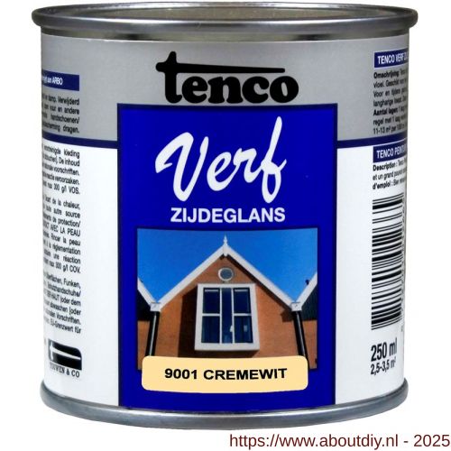 TencoVerf lakverf dekkend zijdeglans RAL 9001 cremewit 0,25 L blik - A40710356 - afbeelding 1