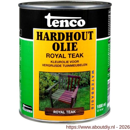 Tenco Hardhoutolie meubelolie waterbasis royal teak 1 L blik - A40710303 - afbeelding 1