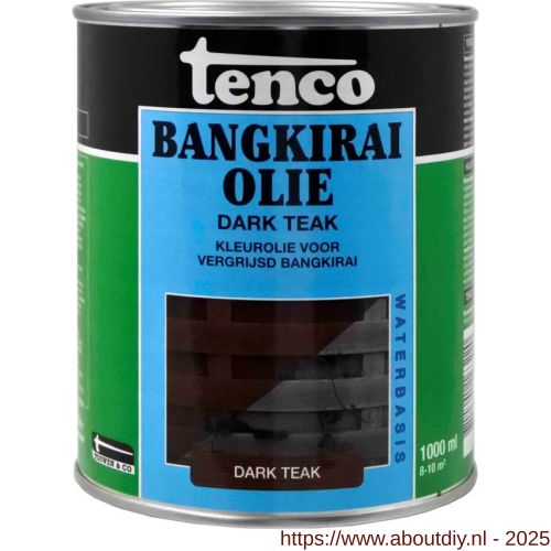 Tenco Bangkirai hardhoutolie waterbasis dark teak 1 L blik - A40710300 - afbeelding 1
