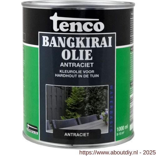 Tenco Bangkirai hardhoutolie waterbasis antraciet 1 L blik - A40710296 - afbeelding 1