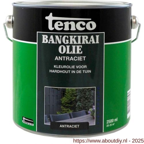 Tenco Bangkirai hardhoutolie waterbasis antraciet 2,5 L blik - A40710297 - afbeelding 1