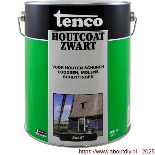 Tenco Houtcoat houtcoating teervrij zwart 5 L blik - A40710160 - afbeelding 1