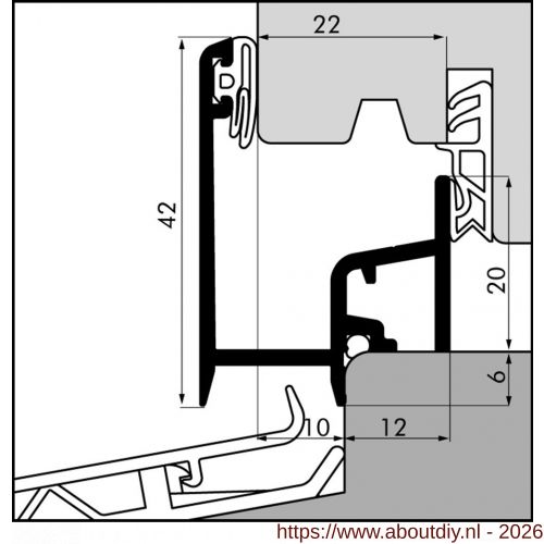 Ellen tochtprofiel aanslagprofiel aluminium AV-22-10H ANO VOM1 500 cm - A51010044 - afbeelding 1