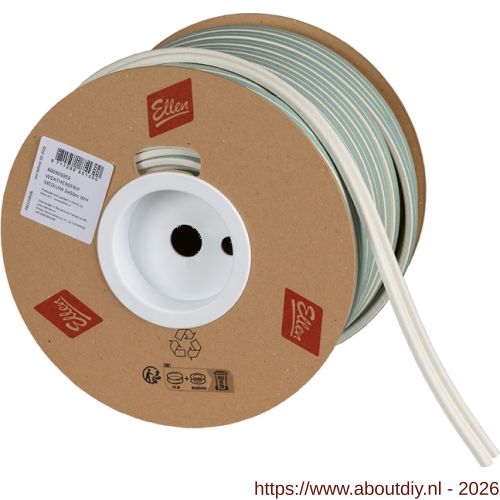 Ellen inbouwprofiel tochtband kunststof zelfklevend Weatherstrip Medium gemiddelde kier wit 2x50 m - A51010406 - afbeelding 1