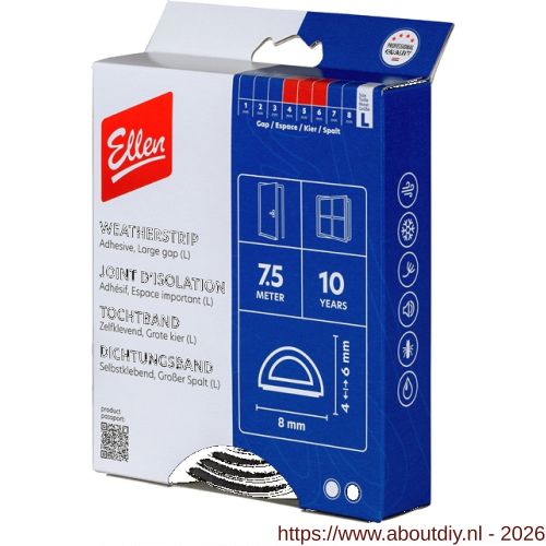 Ellen inbouwprofiel tochtband kunststof zelfklevend Weatherstrip Large grote kier zwart 7.5 m - A51010416 - afbeelding 1
