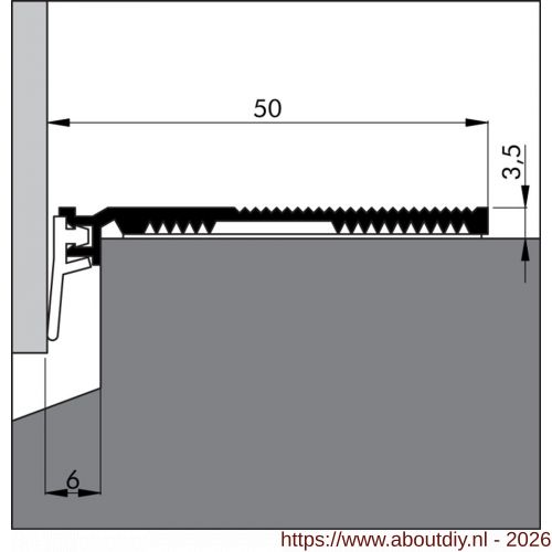 Ellen tochtprofiel slijtdorpel opbouw aluminium ANB-7 AR 300 cm ZK - A51010241 - afbeelding 1