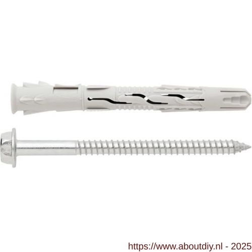 Index T-NUX E kozijnplug met schroef zeskant 8x120 mm nylon ETA blister - A40901110 - afbeelding 1
