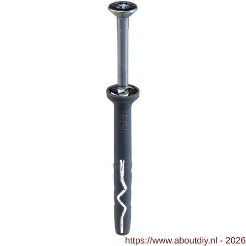 Klimas SM slagplug polyethyleen 6x50 mm platte kop PK Pozidriv PZ 2 verzinkt - A40897132 - afbeelding 1