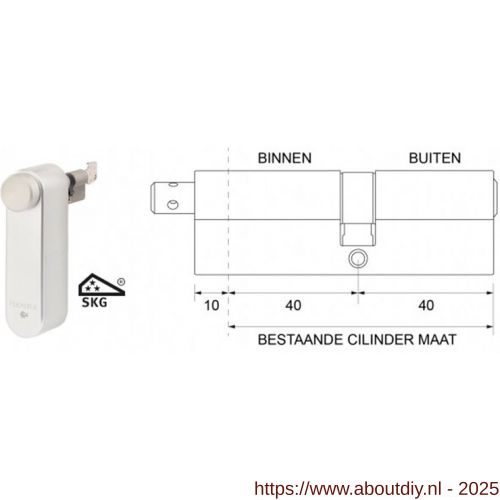 Maasland GTM4040AS Flexeria motorcilinder met SKG*** cilinder 40/40 Abus - A11301040 - afbeelding 1