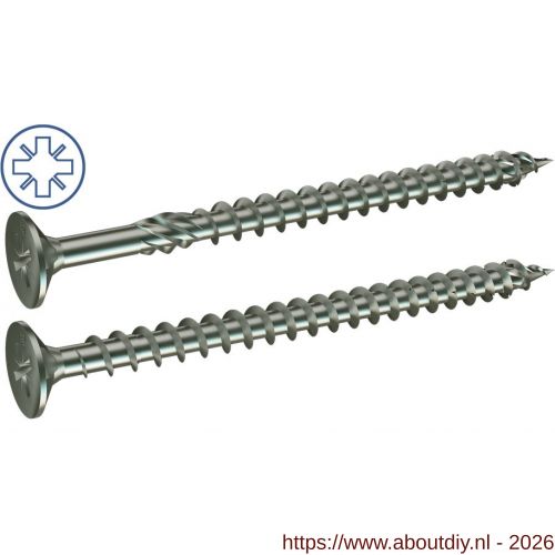 SilverMate 811 spaanplaatschroef platkop 4.0x20 mm Pozidriv PZ 2 staal gehard verzinkt - A50000303 - afbeelding 1