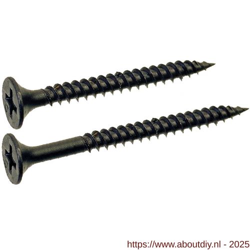 QZ 831 snelbouwschroef fijne draad type S trompetkop kleinverpakking 4.8x120/60 mm Phillips PH 2 staal gehard gefosfateerd zwart - A50000194 - afbeelding 1